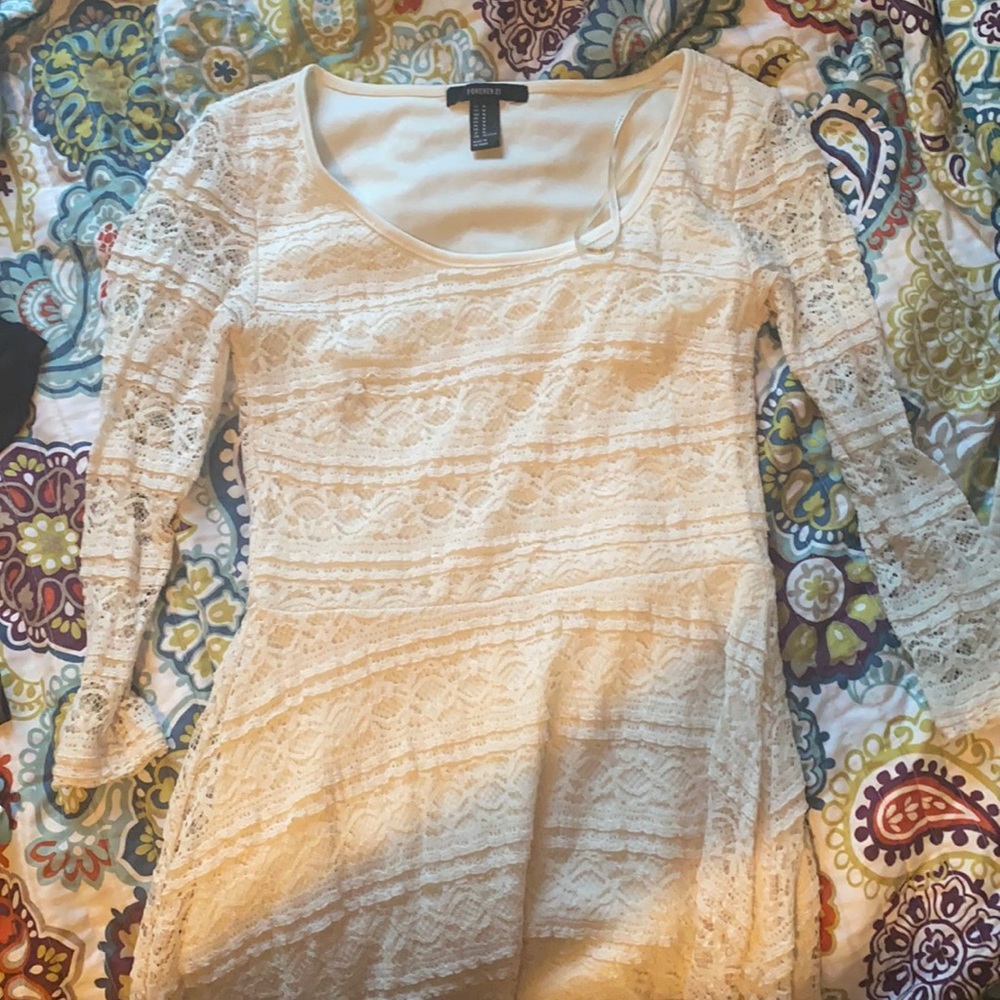 White long sleeve dress forever 21